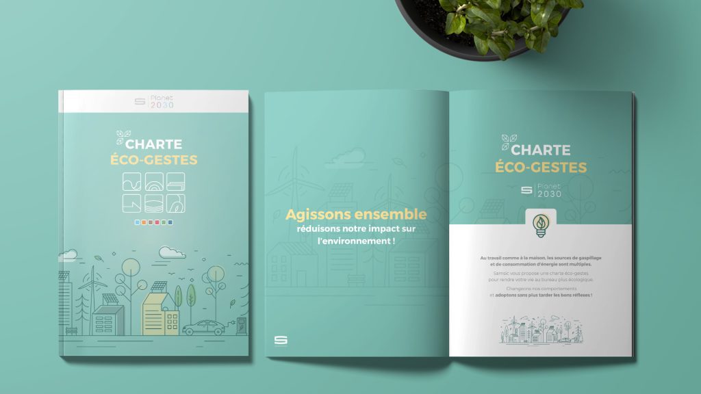 Édition charte éco-gestes groupe Samsic - Réalisations graphiques.